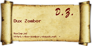Dux Zombor névjegykártya